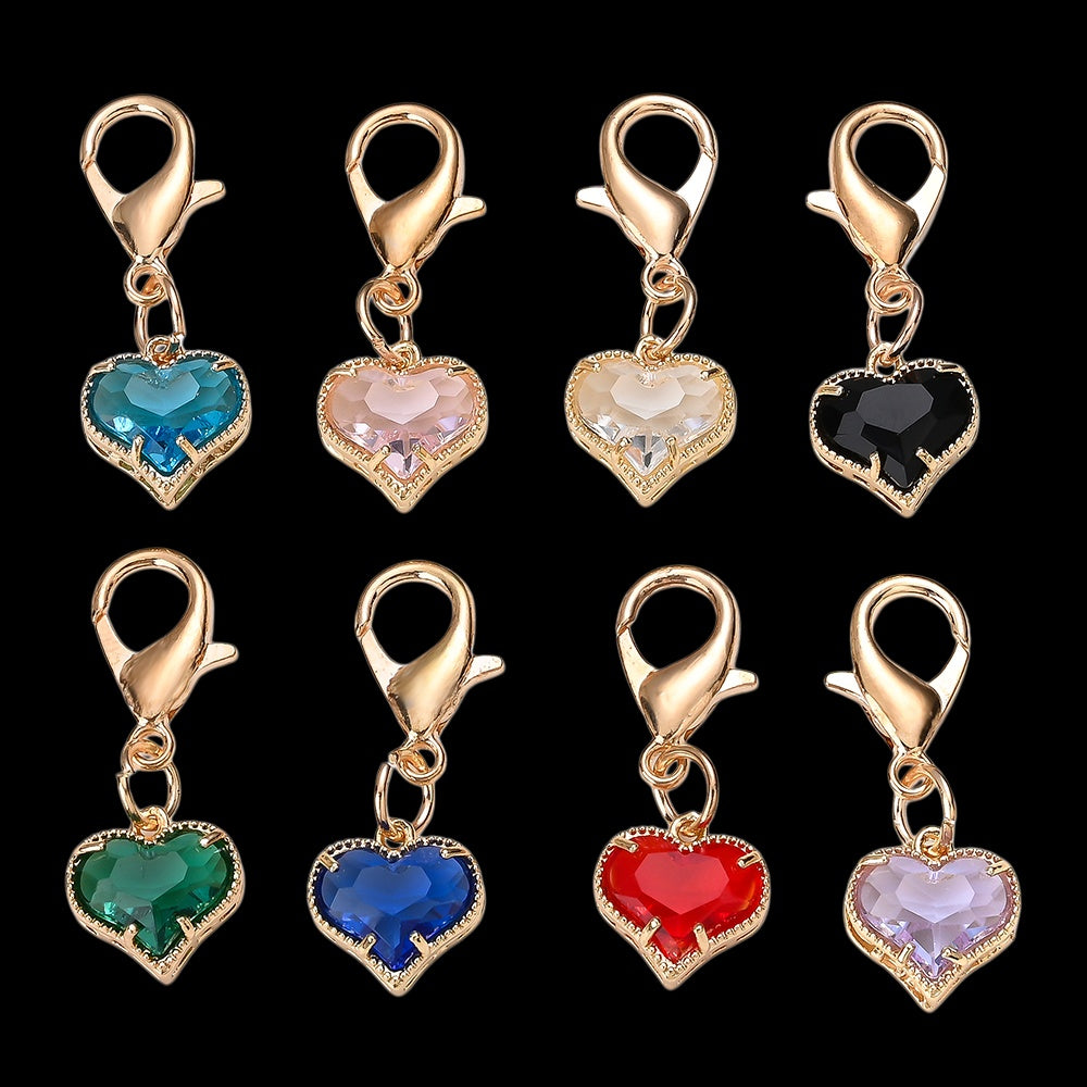 Colorful Crystal Heart Pendant Charms