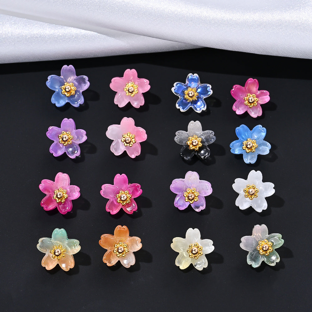 20pcs 10mm Colorful Gradient Glass Flower Beads