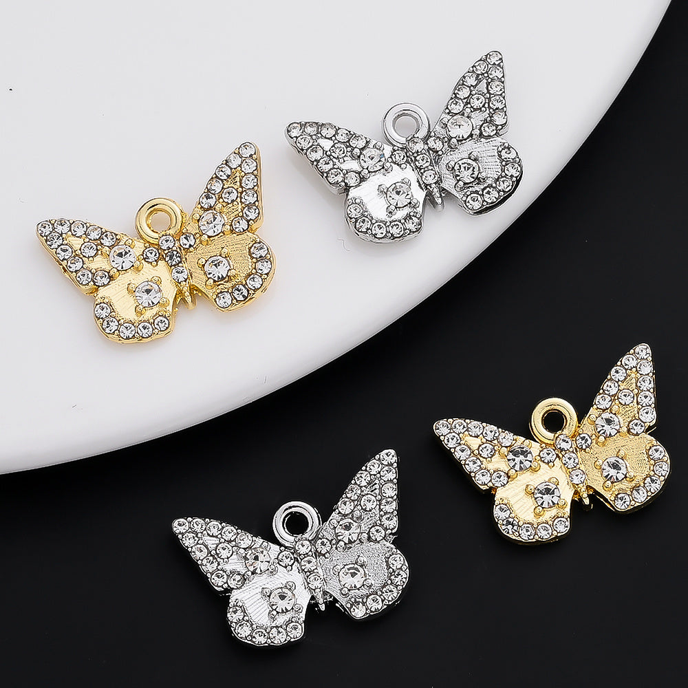 Sparkling Rhinestone Butterfly Pendant Charms