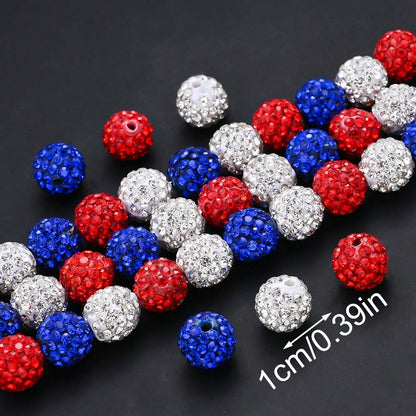 19-Piece Patriotic Rhinestone Ball Beads