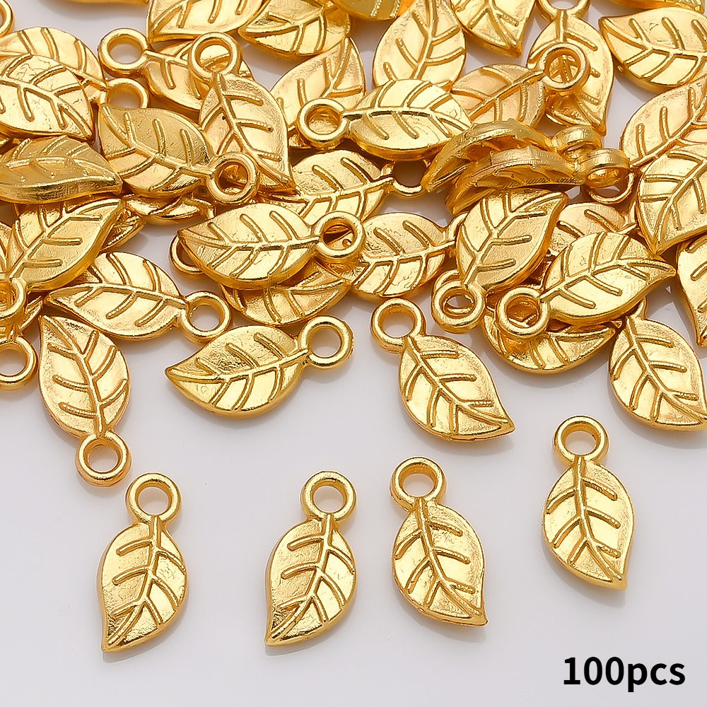 Golden Leaf Alloy Pendant Charms