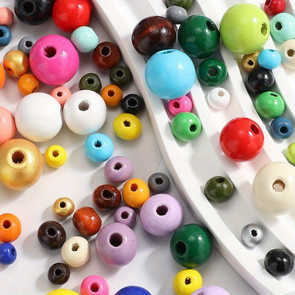 Multi Color Glossy Wood Beads