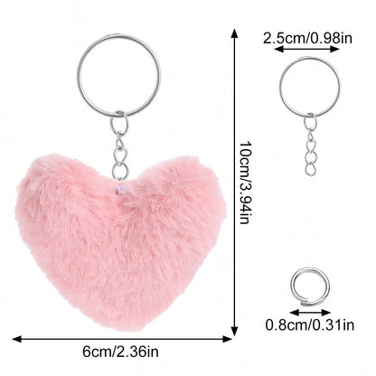 Pink Plush Peach Heart Keychain DIY Kit