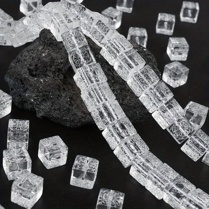 Transparent Crackle Square Glass Beads