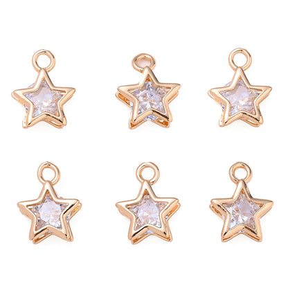 Rhinestone Star Copper Charms
