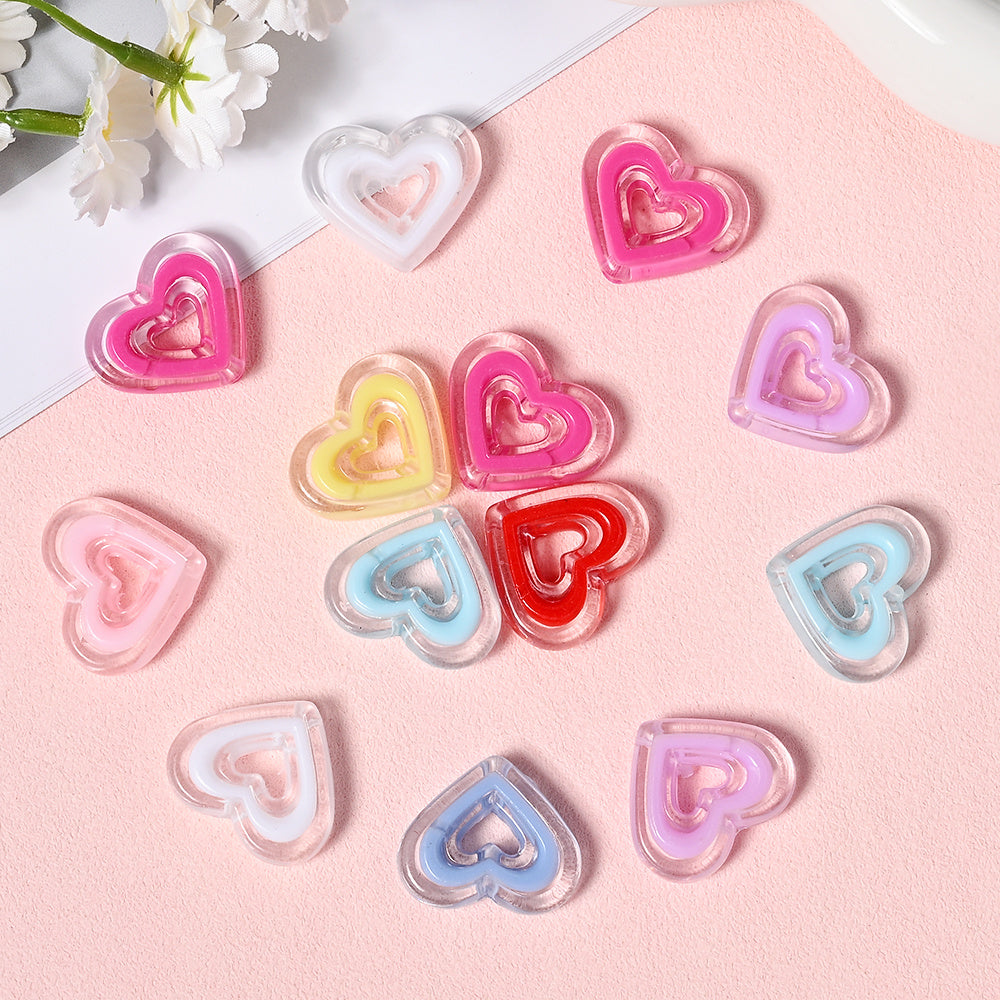 Acrylic Heart-Shaped Beads