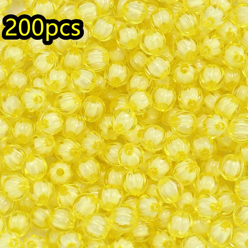 100/200pcs 8/10mm Transparent Inner Color Pumpkin Acrylic Beads