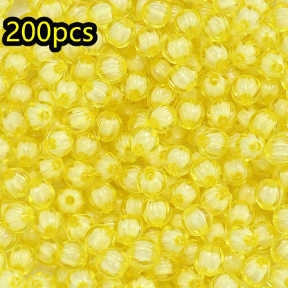 100/200pcs 8/10mm Transparent Inner Color Pumpkin Acrylic Beads