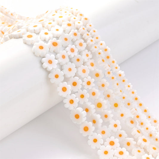 Colored Glass Plum Blossom Beads