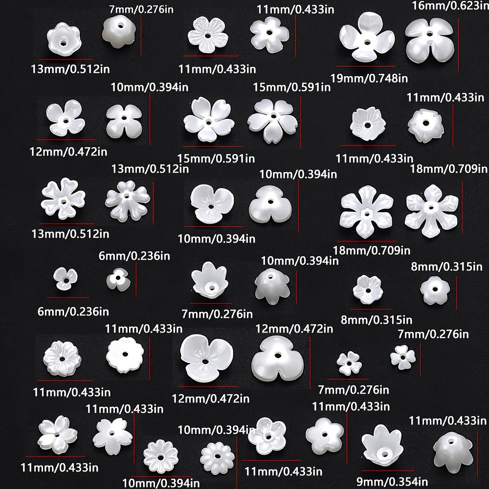 100PCS White Flower-Shaped Acrylic Bead Set