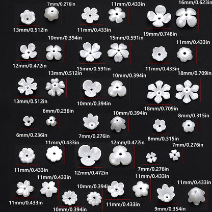 100PCS White Flower-Shaped Acrylic Bead Set