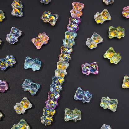 20PCS 15×12mm Transparent AB Bear Glass Spacer Beads