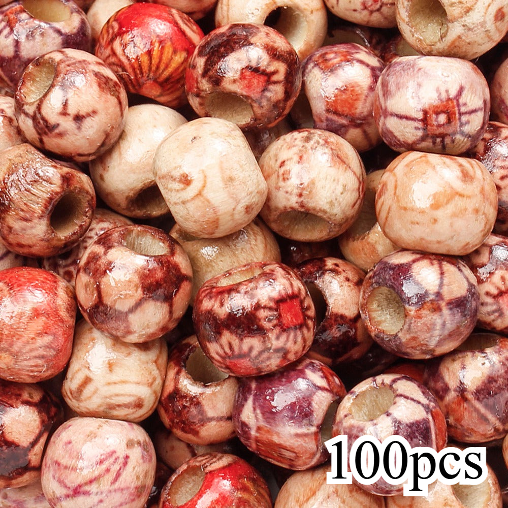 50/100-Piece Tribal Style Multicolor Wooden Spacer Beads