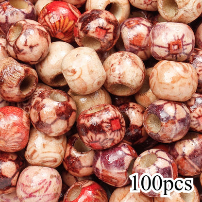50/100-Piece Tribal Style Multicolor Wooden Spacer Beads