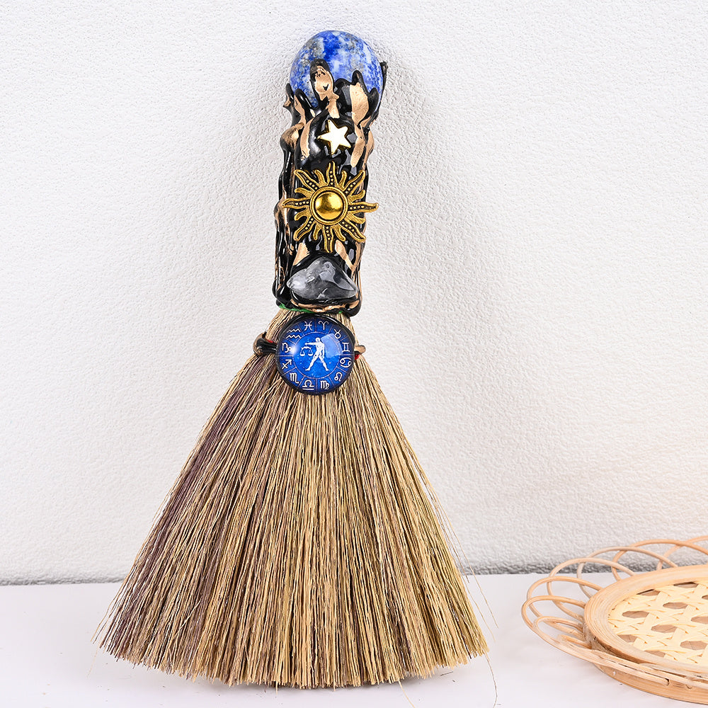 12-Piece Zodiac Broom-Shaped Alloy Charms