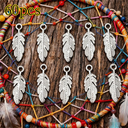 20/40/60PCS Boho Silver-Tone Dreamcatcher Charms & Spacer Beads