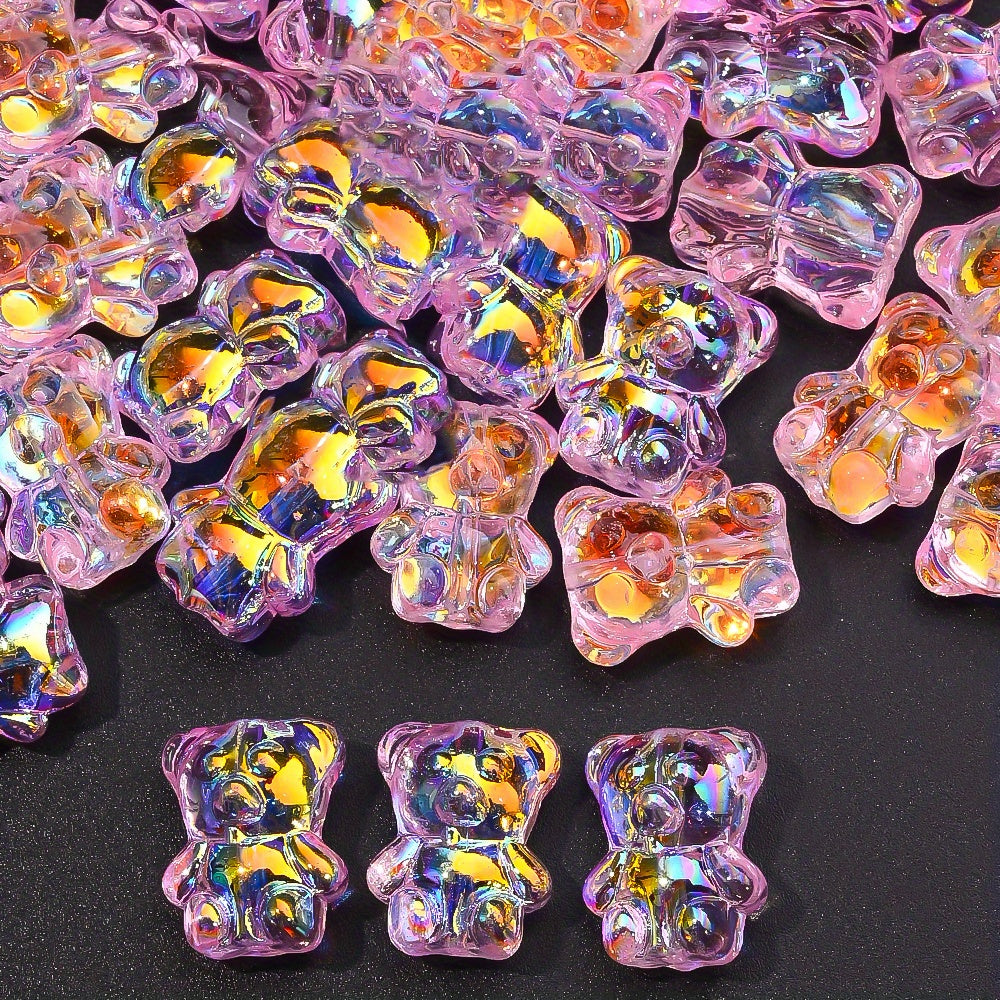 20PCS 15×12mm Transparent AB Bear Glass Spacer Beads