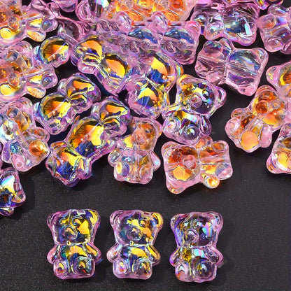 20PCS 15×12mm Transparent AB Bear Glass Spacer Beads