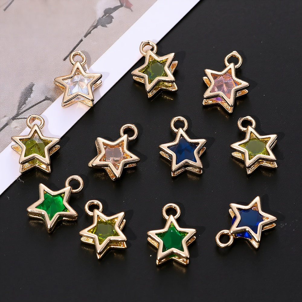 Rhinestone Star Copper Charms