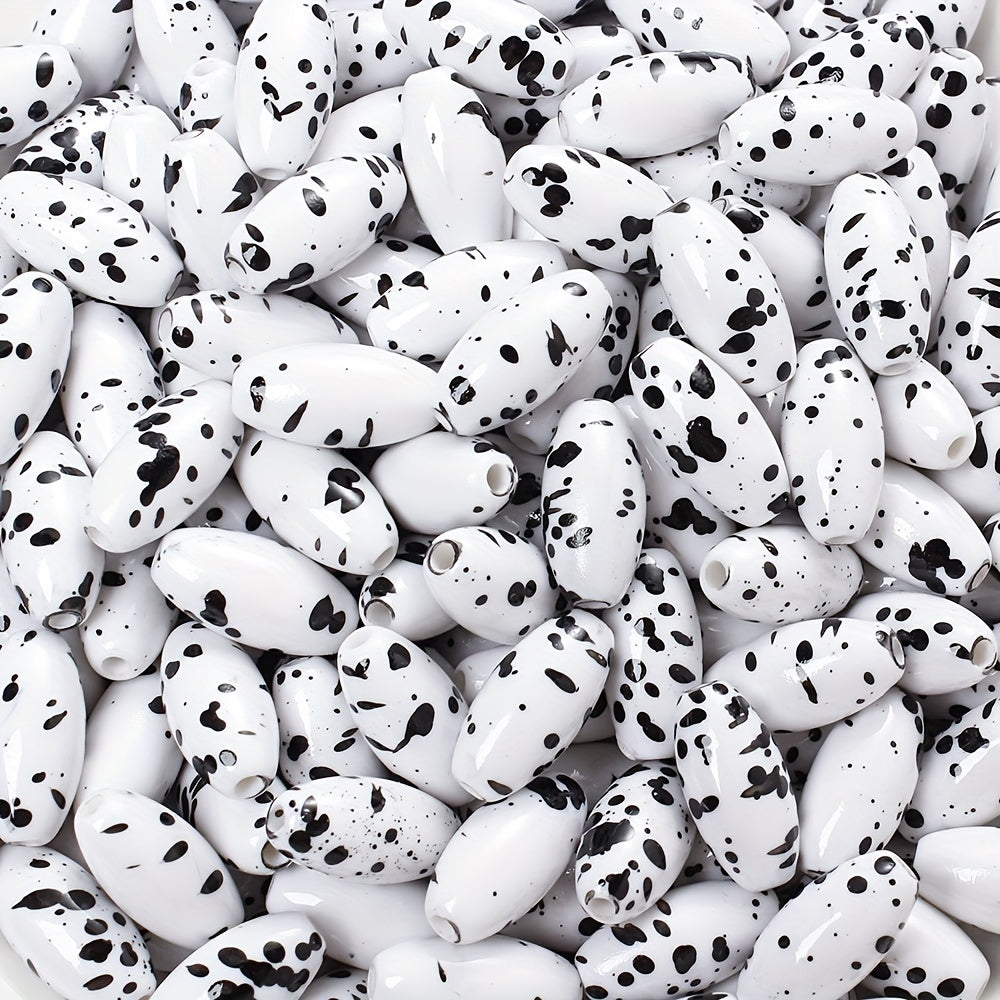 Artistic Splatter Design Acrylic Oval Beads