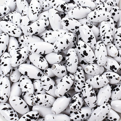 Artistic Splatter Design Acrylic Oval Beads