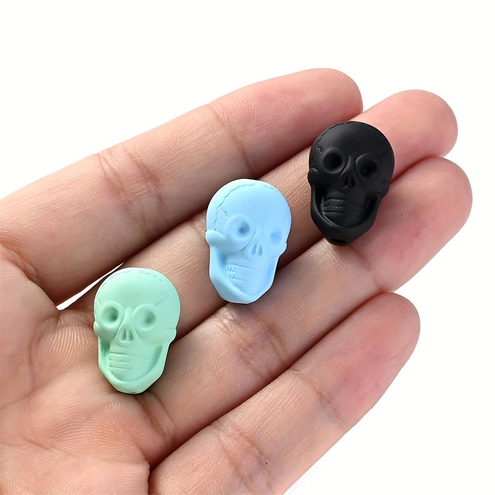 10PCS 14×20mm Solid Color Acrylic Skull Bead Set