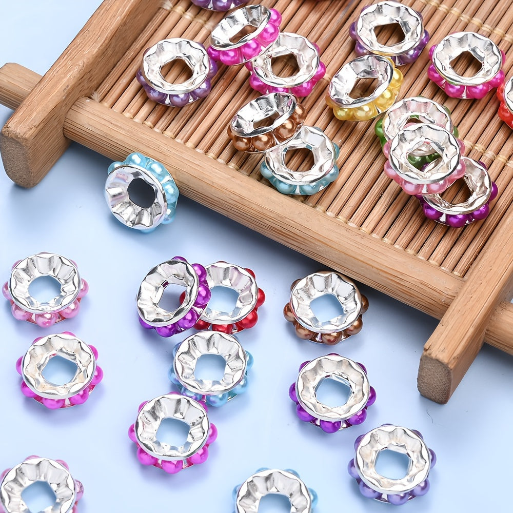 20PCS 12mm Round Acrylic & Rhinestone Spacer Bead Set