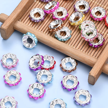 20PCS 12mm Round Acrylic & Rhinestone Spacer Bead Set
