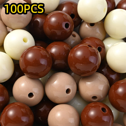 50/100pcs Solid Color Acrylic Round Beads