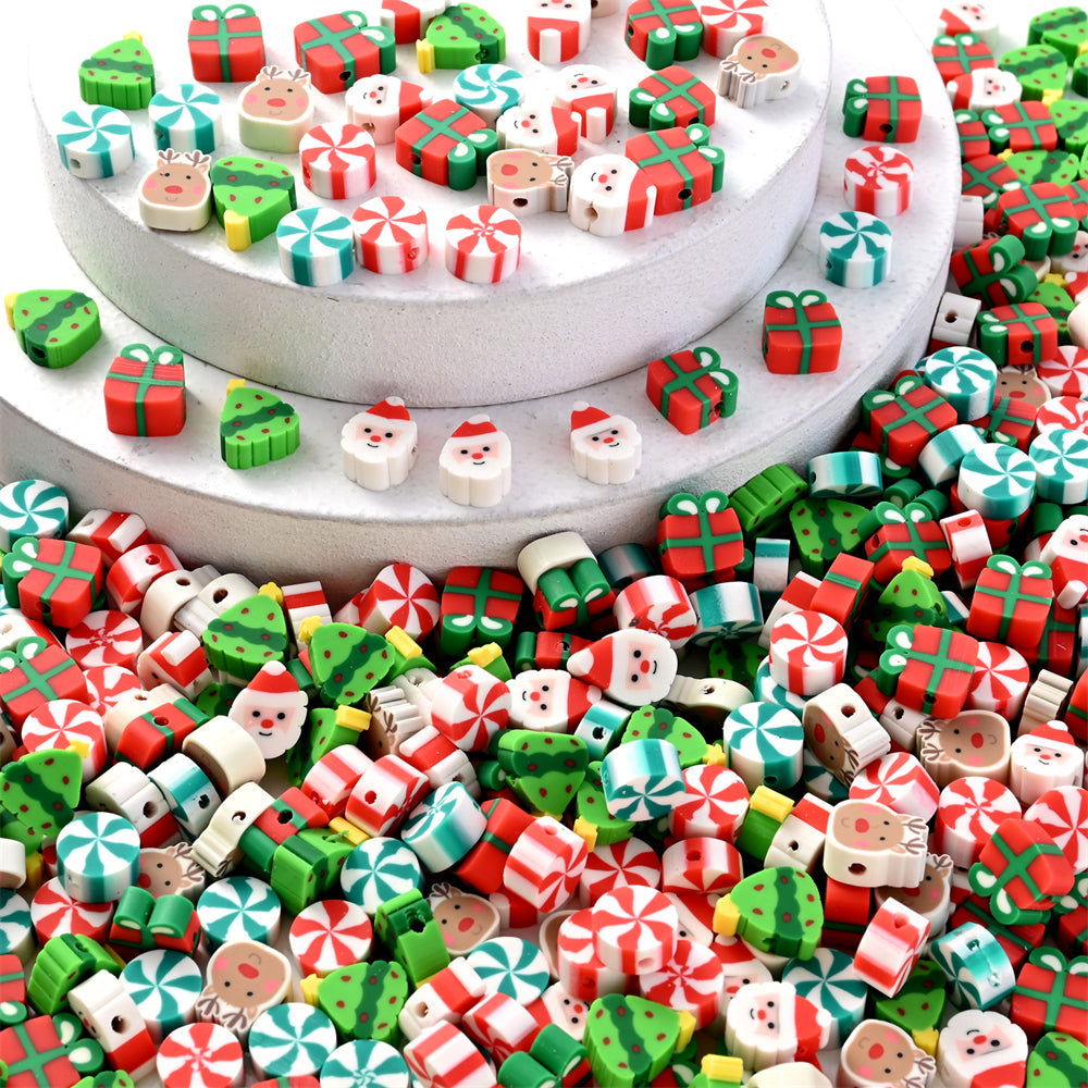 Festive Christmas Polymer Clay Beads