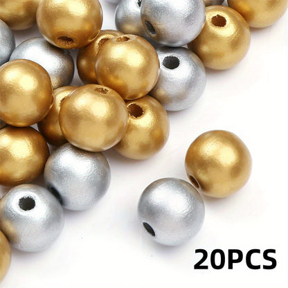 20pcs Christmas Wooden Round Beads