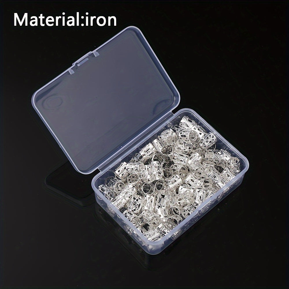 100PCS 8×9mm Vintage Flower Tube Alloy Spacer Bead Set