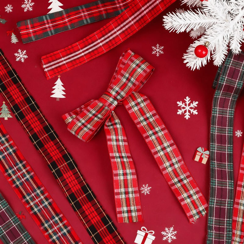 Christmas Plaid Polyester Ribbon