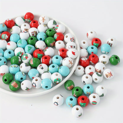 10pcs/set 16mm Christmas Wooden Beads