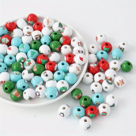 10pcs/set 16mm Christmas Wooden Beads