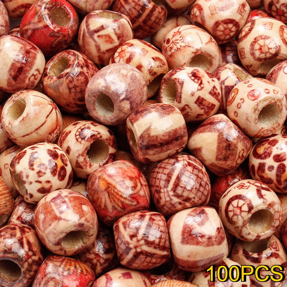 50/100-Piece Tribal Style Multicolor Wooden Spacer Beads