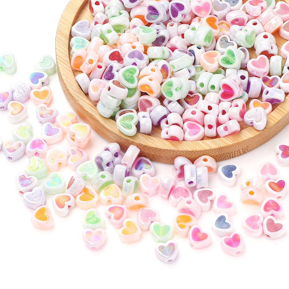 Shiny Heart Acrylic Spacer Beads
