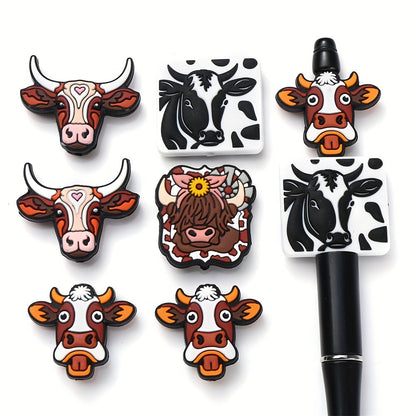 1/4PCS Cow-Themed Silicone Bead Set