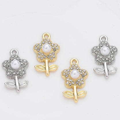 Sparkling Rhinestone Flower Pendant Charms