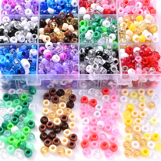 100pcs 6x9mm Colorful Acrylic Large Hole Beads