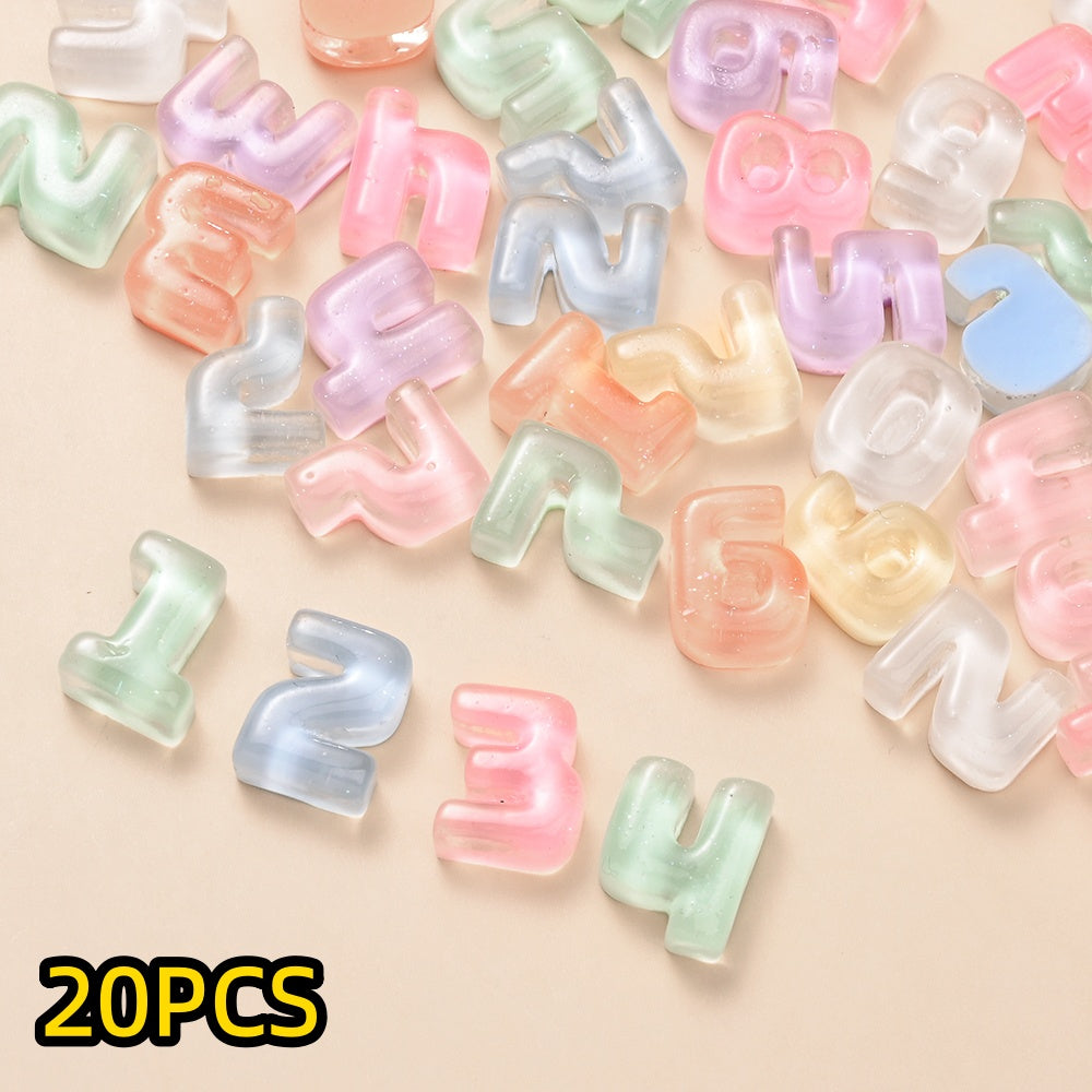 Rainbow Resin Number Flatback Beads
