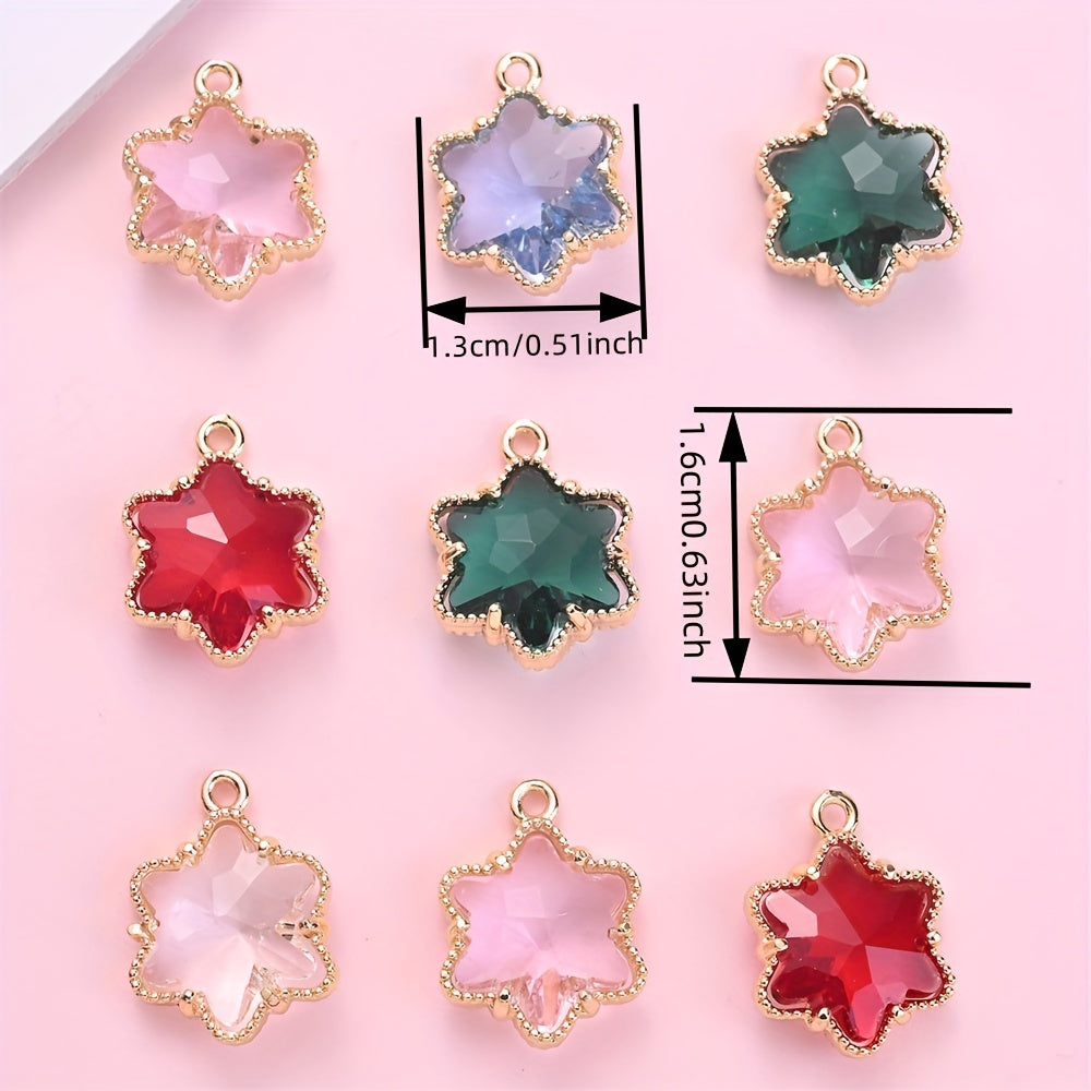 5PCS 13×16mm Faceted Ice Flower Glass Pendant Set