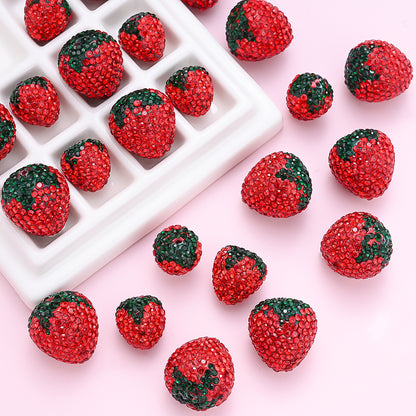 2pcs Handmade Disco Charm Strawberry Polymer Clay Beads
