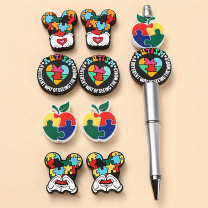 Puzzle Theme Silicone Beads