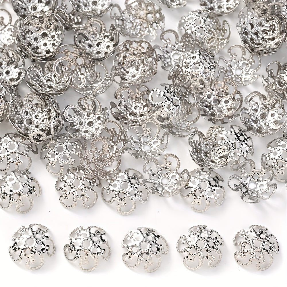 100PCS 9mm Flower Circle Metal-Plated Bead Cap Set