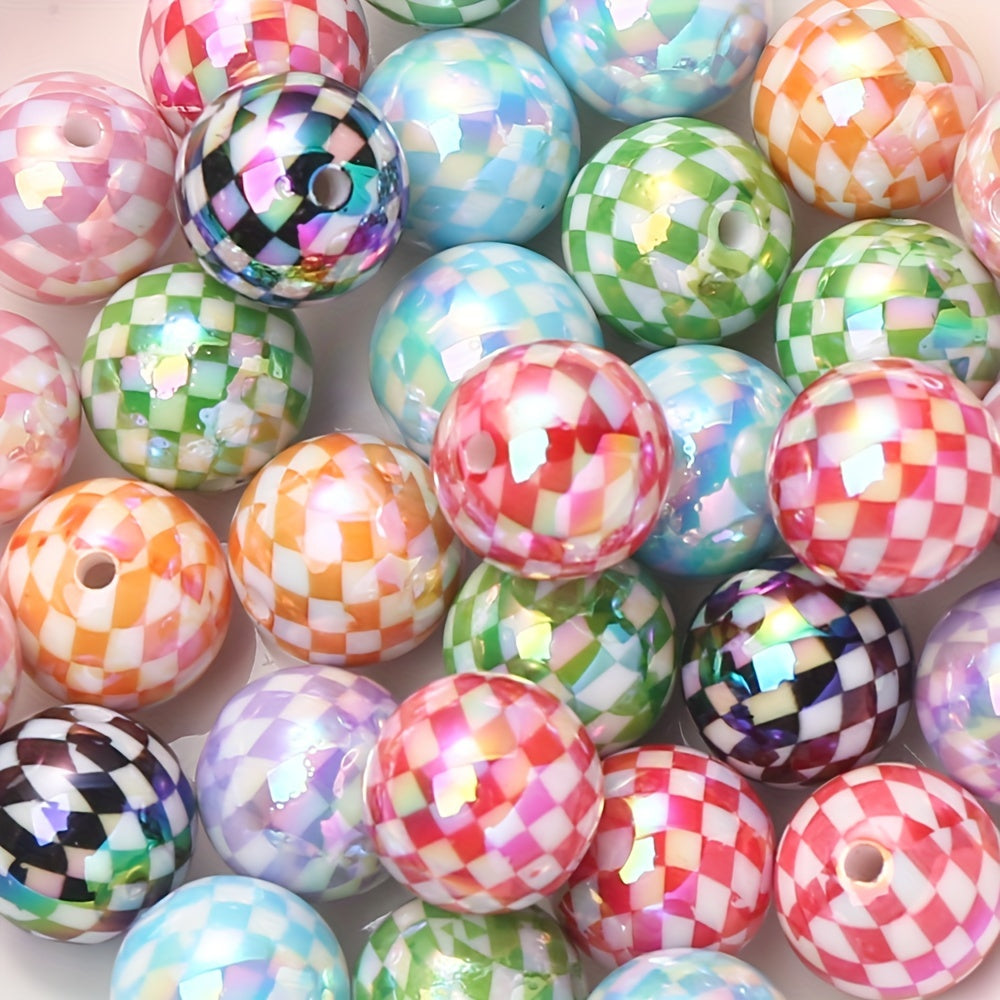 AB Checkered Acrylic Spacer Beads