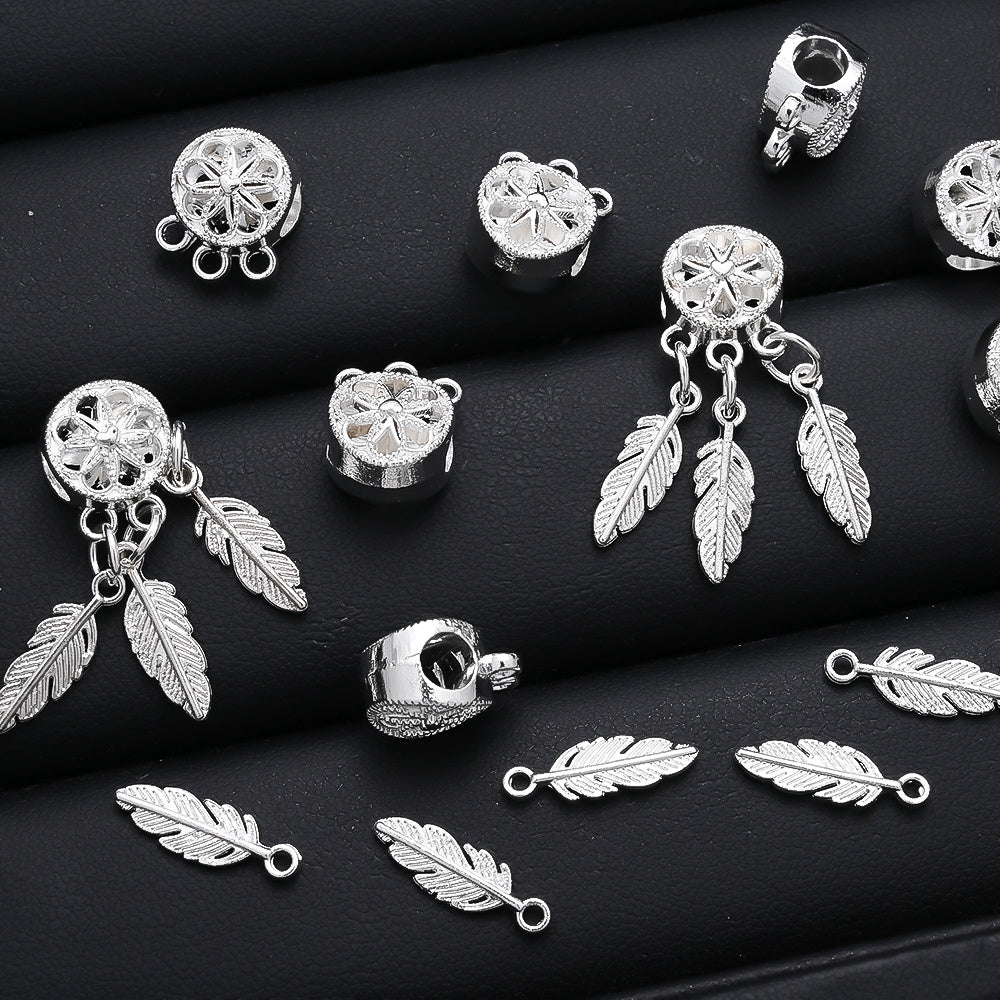 20/40/60PCS Boho Silver-Tone Dreamcatcher Charms & Spacer Beads