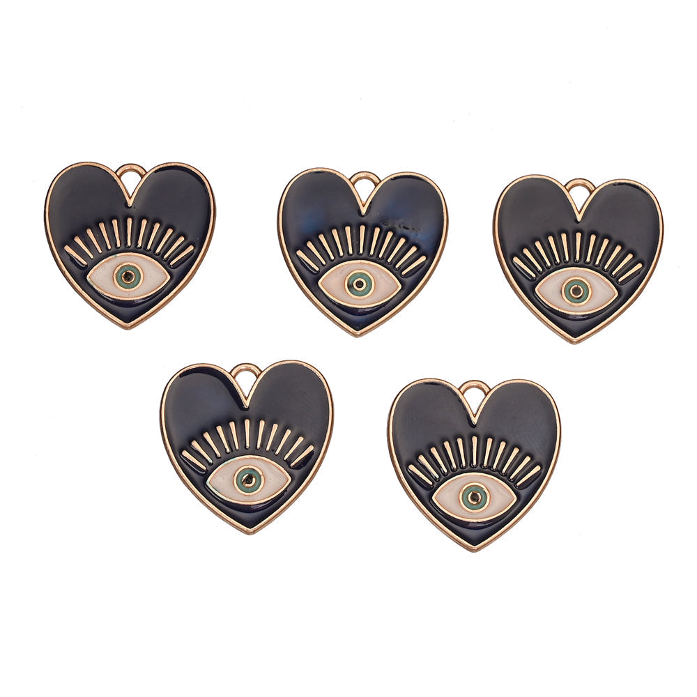 Evil Eye Heart Pendants Charms