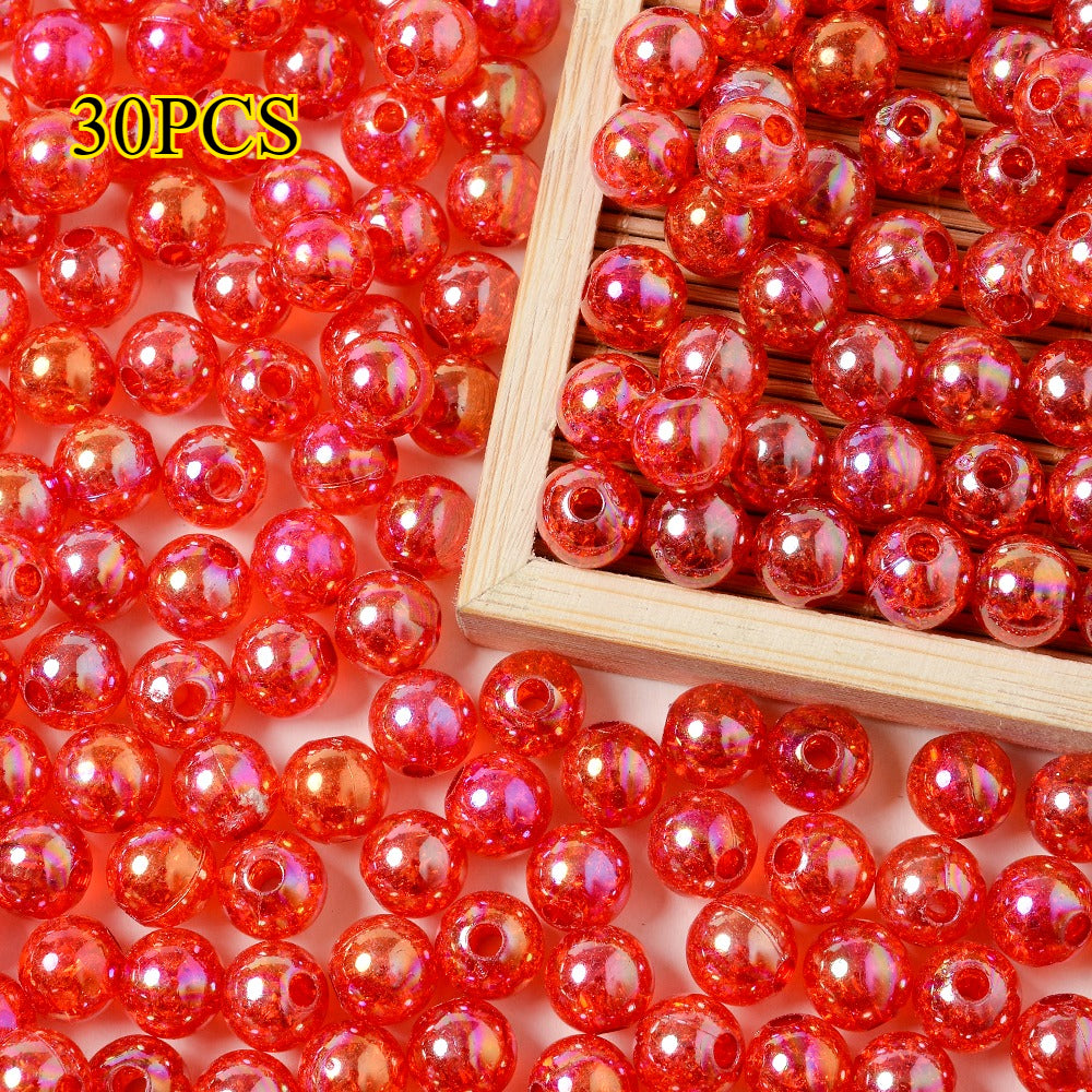 30pcs 10mm Colorful Crackle Acrylic Beads