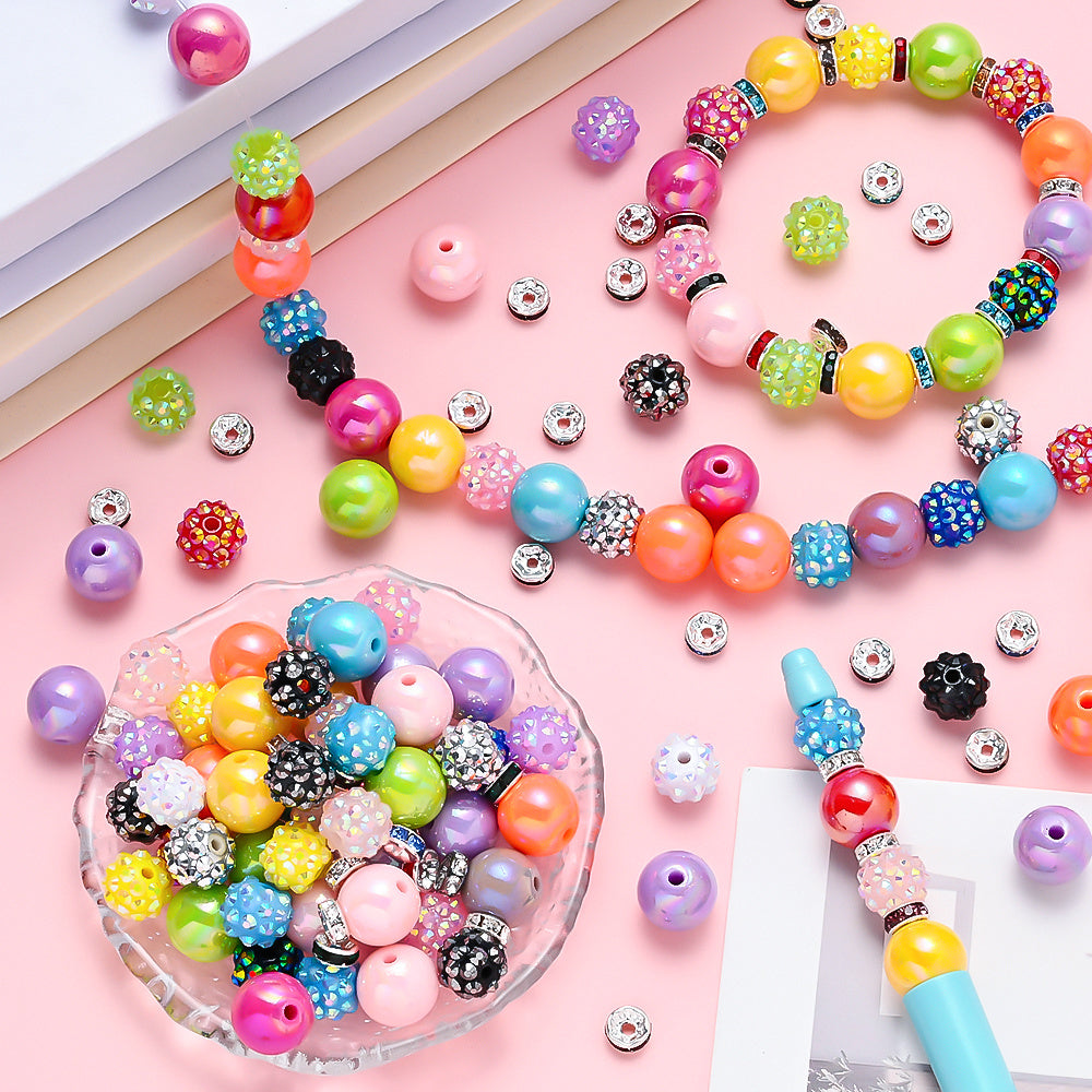 Colorful Resin and Rhinestone Spacer Bead Set